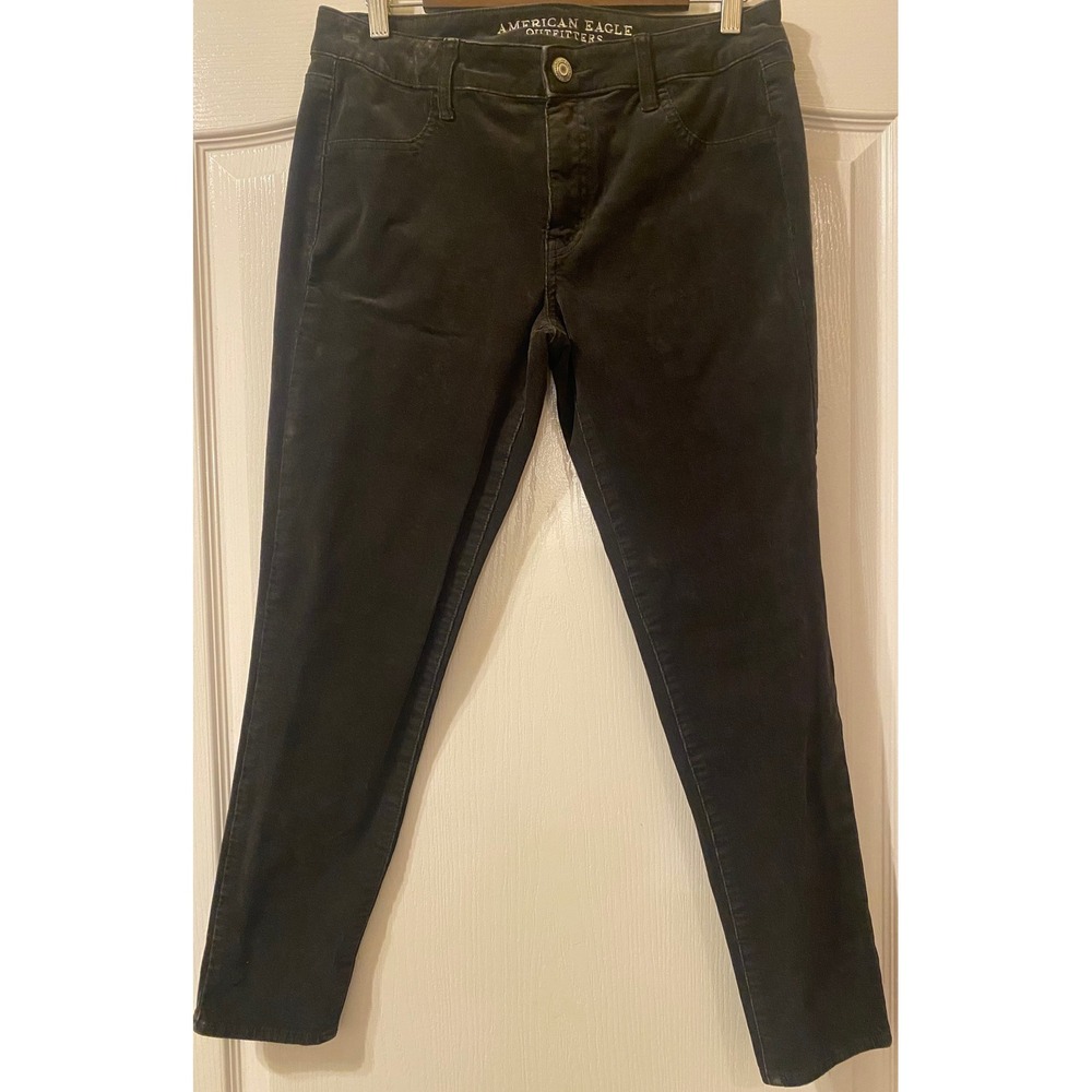 American Eagle 360 Super Stretch Corduroy Jeggings 10 Short Black X4